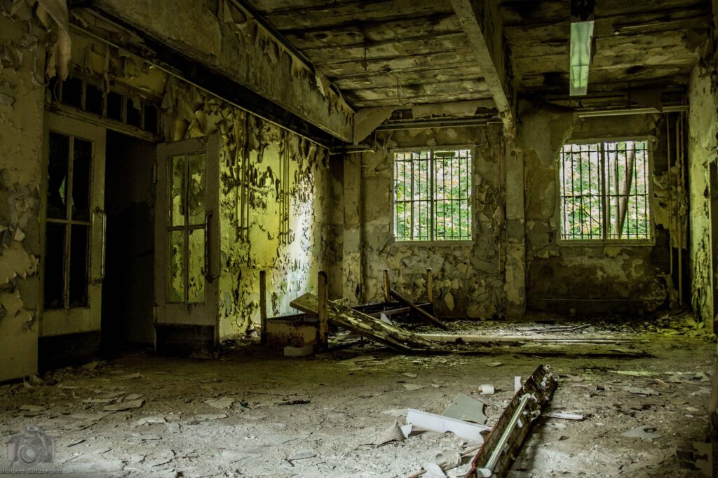 interior of a dilapidated house